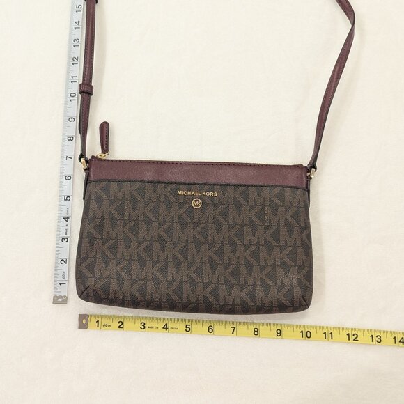 MICHAEL KORS Jet Set Charm Crossbody Large Pocket Messenger Merlot Burgundy Red - Picture 10 of 11